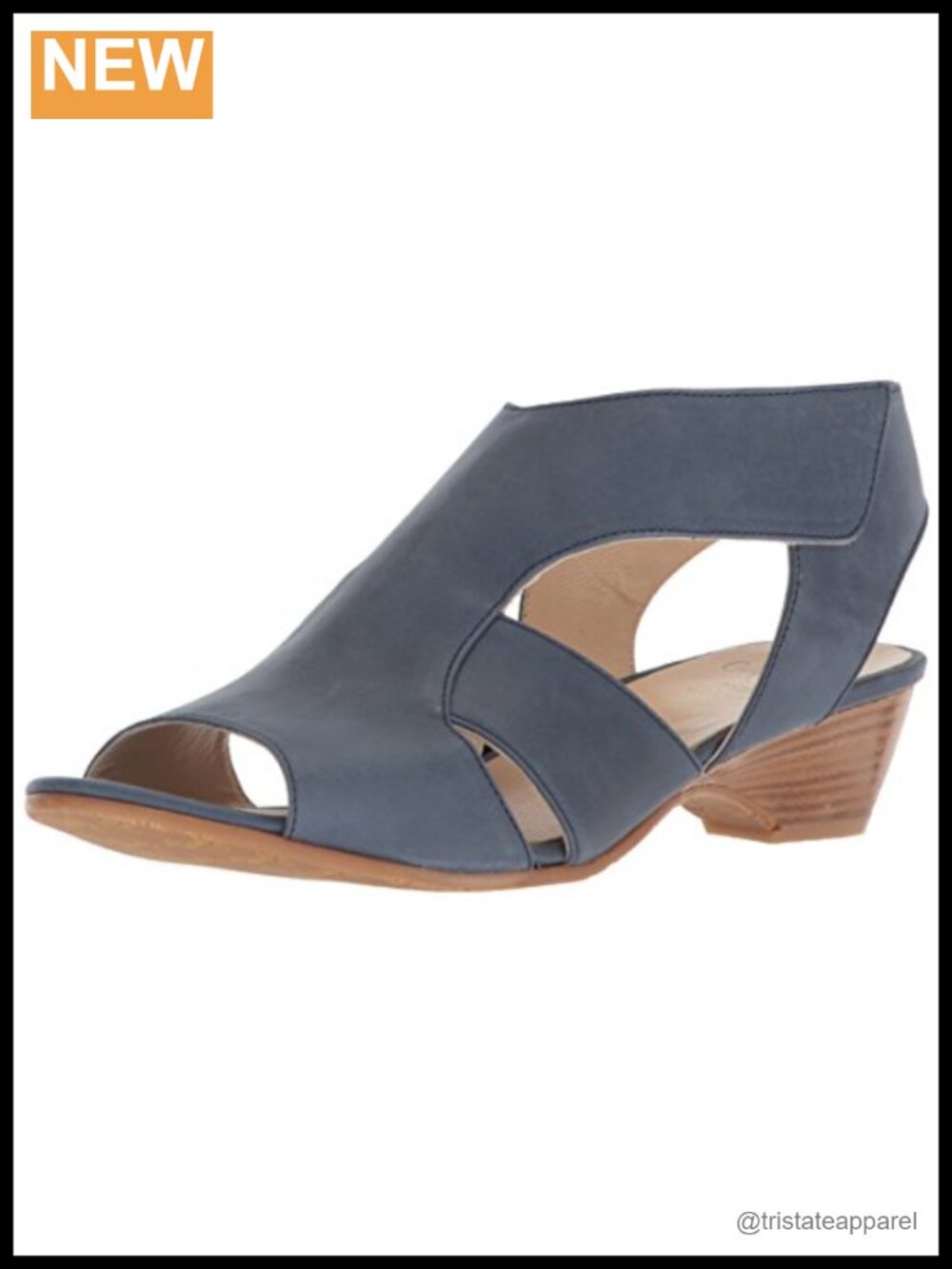Doris Wedge Sandal Leather Block Heel Slingback Hook & Loop